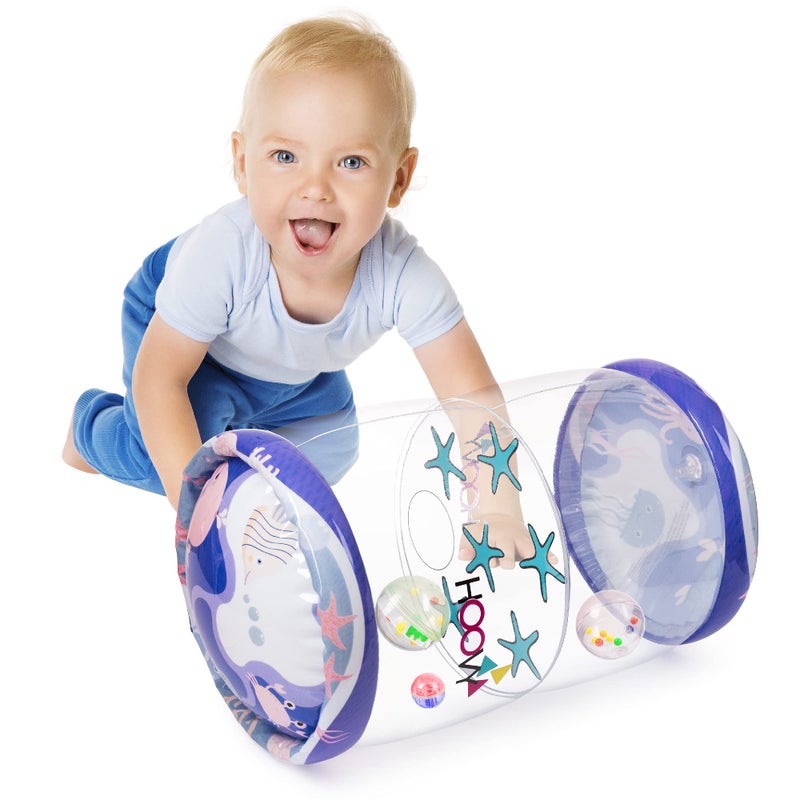Hoovy Infant Crawling Toys For Babies 6-12 Months, Beginner Crawl Along Baby Roller, Drop Maze Tummy Time Activity Center (Sea Animals) - Image 1